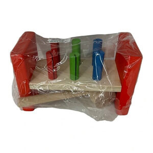 HAMMER AND PEGS COLORFUL WOODEN HANDMADE HAND-PAINTED TOY TOXIC FREE PAINT